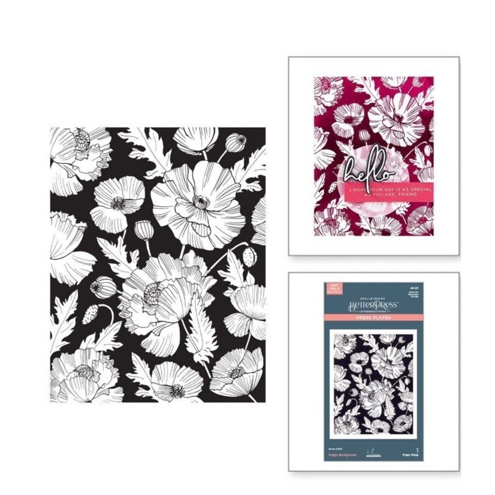 Spellbinders BetterPress Press Plates Poppy Background, BP-217 Yana Smakula New - Picture 10 of 10